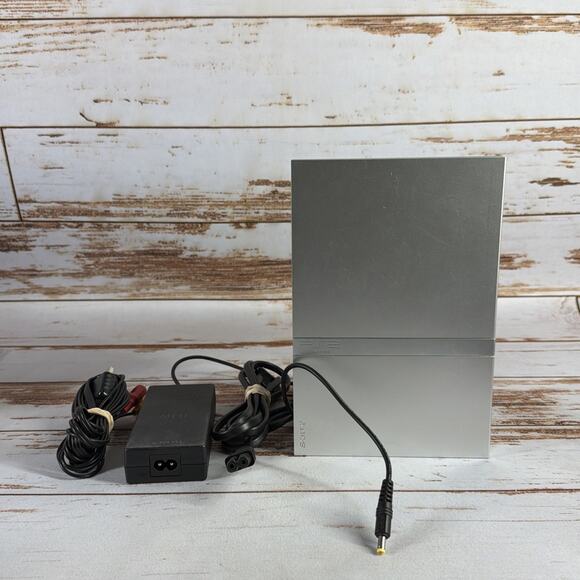 Sony PS2 Slim Silver SCPH-79001 w/ AV & Power - No Controller/Remote - Picture 1 of 7